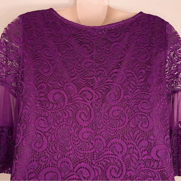 Size 22/24 Lane Bryant Purple Fuchsia Dress Lined Event Bell Sleeve Party Plus - Picture 10 of 16